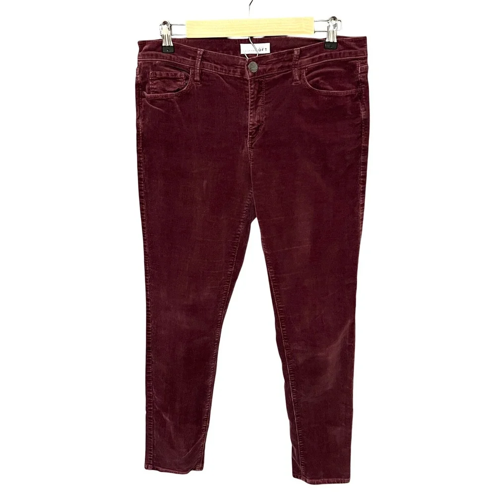 LOFT Modern Sexy Skinny Corduroy Pants‎ Womens Size 30/10 Burgundy Stretch Boho